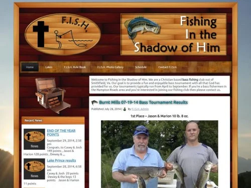 Fishing in the Shadow of Him Custom Web Design